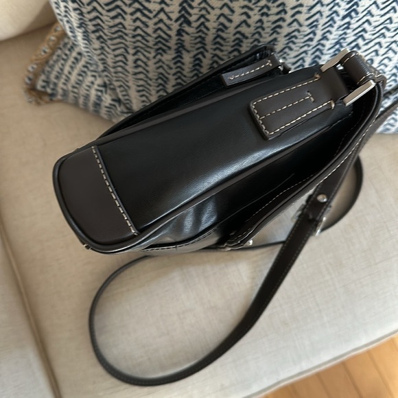 Liz Claiborne Black and Brown Classic Faux Leather Crossbody Bag - Picture 9 of 16